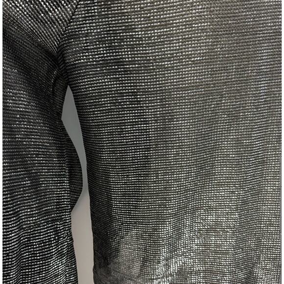 VTG Metallic Sheer Mesh Blazer Women S/M Black Glitter Party Club Rave NYE Chic - Picture 5 of 13